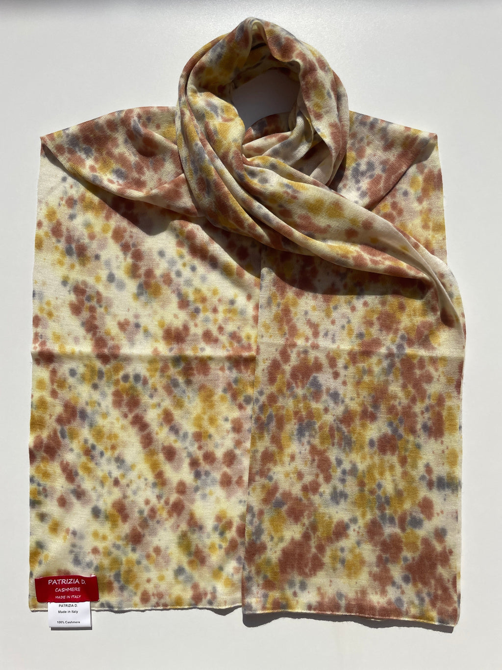 Sciarpa in Cashmere Terra di Siena con frange in raso