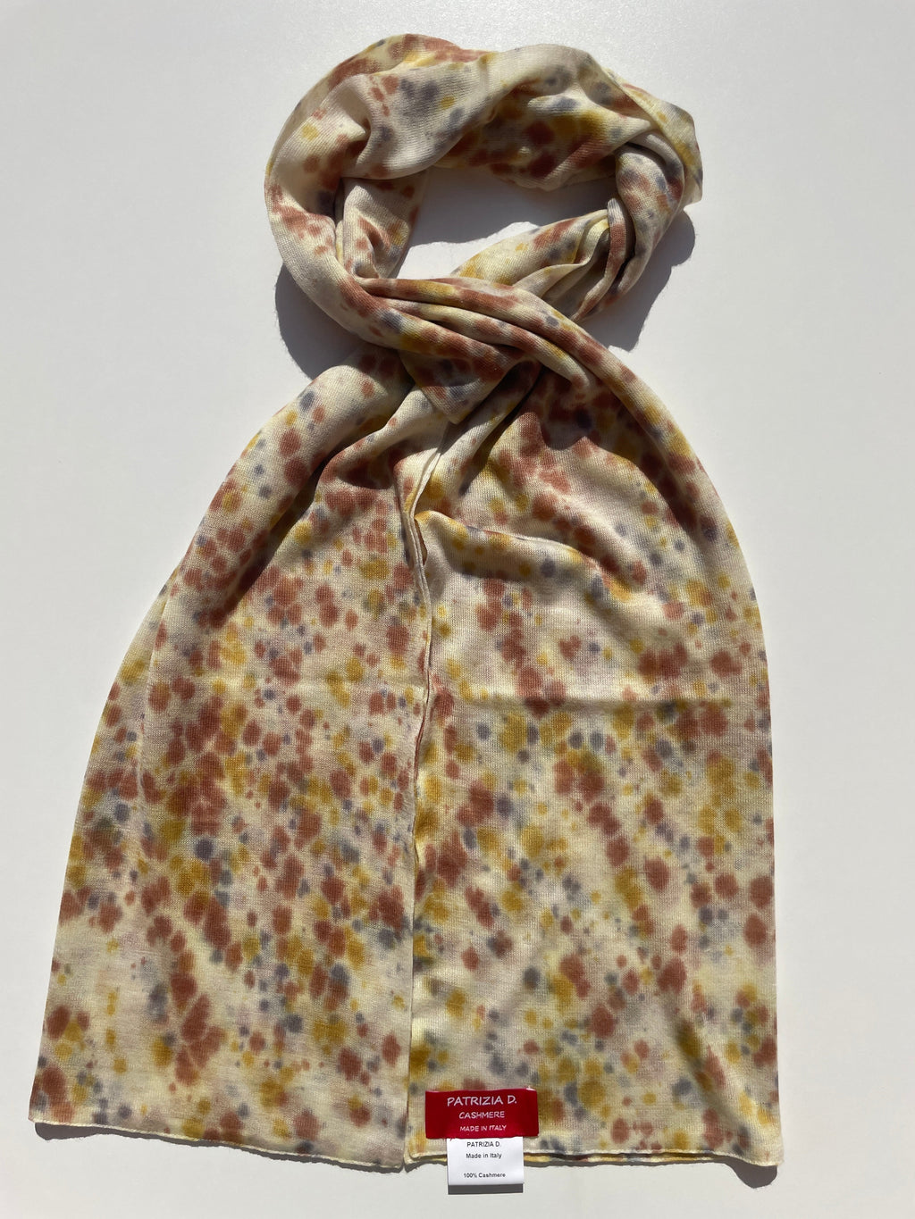 Sciarpa in Cashmere Terra di Siena con frange in raso