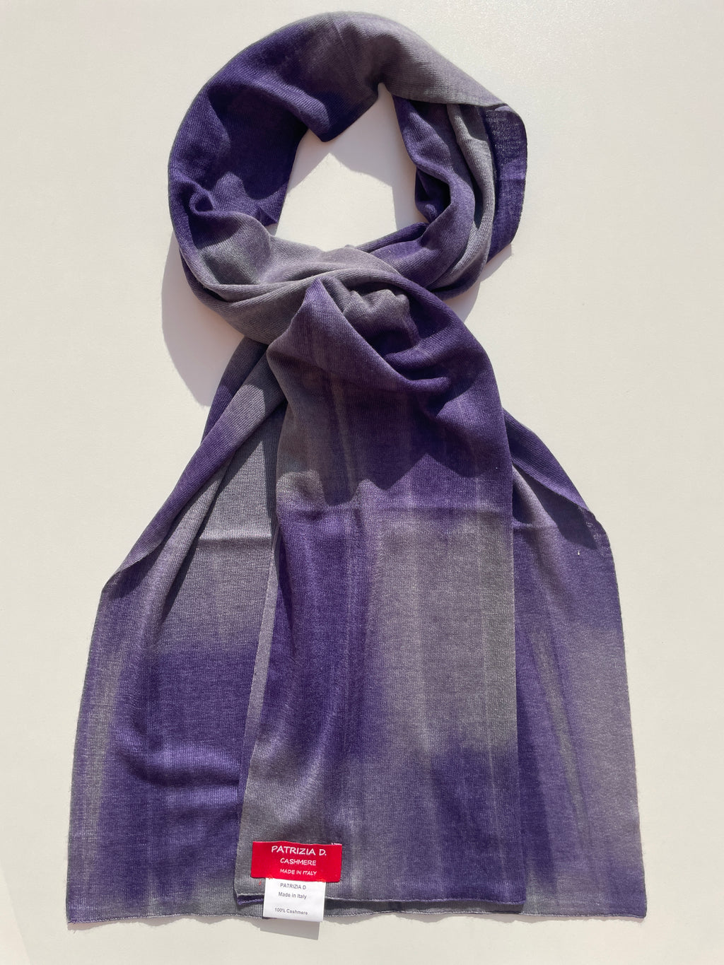 Sciarpa in Cashmere Tie-Dye Lilla e Grigio