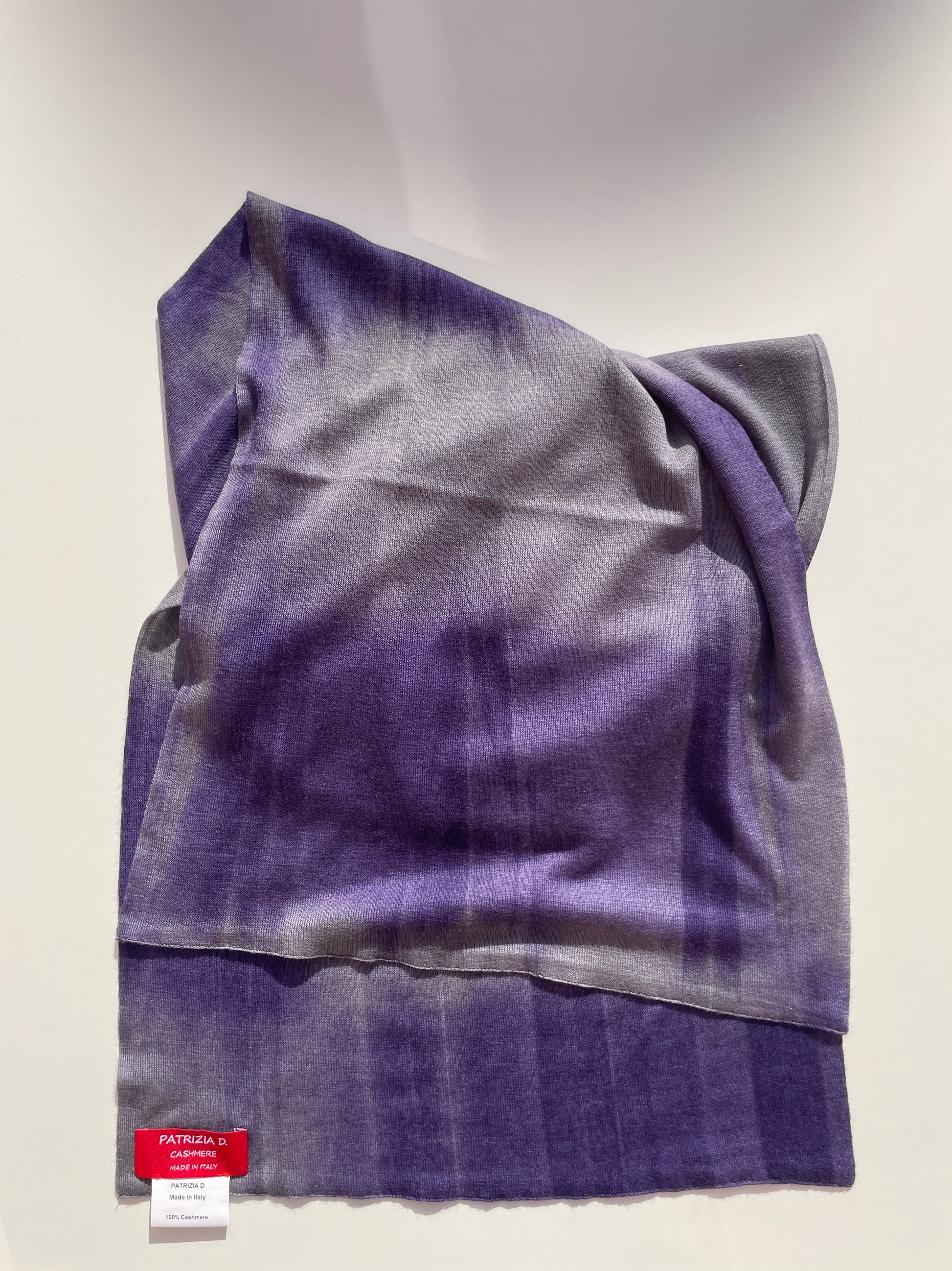 Sciarpa in Cashmere Tie-Dye Lilla e Grigio