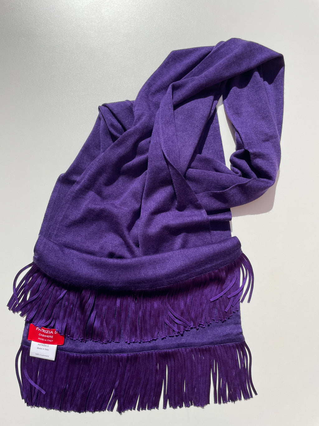 Sciarpa in Cashmere Viola Intenso con frange